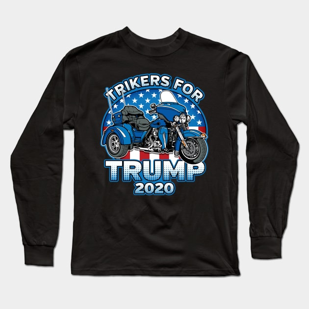 Trikers For Trump 2020 Biker Long Sleeve T-Shirt by RadStar